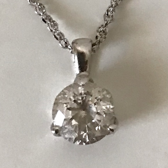 Jewelry - 14k Solid White Gold Cubic CZ Pendan